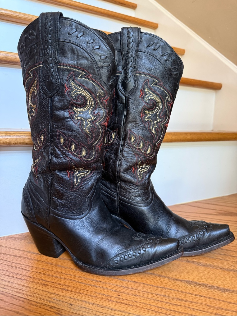 Lucchese Black Leather Western Cowboy Women's Boots Size: 8B Made In Mexico - Picture 16 of 16